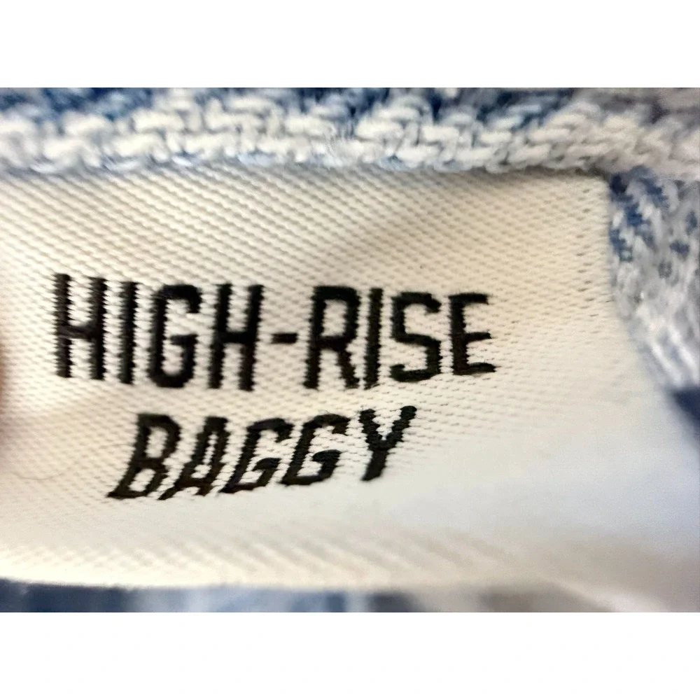 BDG 26x27 High Rise Baggy Blue Distress Jeans Button Zip Straight Flare Button - Picture 10 of 14